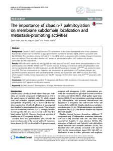 The importance of claudin-7 palmitoylation on membrane subdomain localization and metastasis-promoting activities