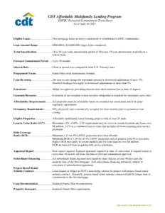 Economy / Finance / Money / Loans / Mortgage industry of the United States / Mortgage loan / Low-Income Housing Tax Credit / Loan-to-value ratio / Fannie Mae / Commercial mortgage / FHA insured loan