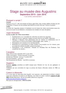 Stage au musée des Augustins Septembre 2015– Juin 2016 « Les visites-conversations » Pourquoi ce projet ? Constat