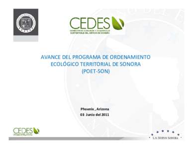 Avance del Programa de Ordenamiento Ecologico Territorial de Sonora (Poet-Son)