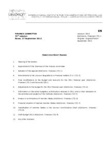 EN FINANCE COMMITTEE 72nd session Rome, 27 September[removed]UNIDROIT 2012