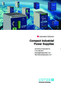 Automation Solutions  Compact Industrial Power Supplies Jim D Gray & Associates Inc[removed]