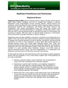 Occupation Information - Healthcare Practitioners and Technicians