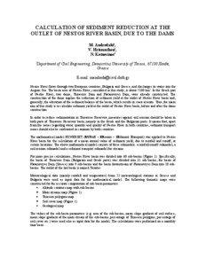 CALCULATION OF SEDIMENT REDUCTION AT THE OUTLET OF NESTOS RIVER BASIN, DUE TO THE DAMS M. Andredaki1,