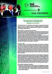 Call for Papers www.iias-iisa.org Improving Administrative Sciences Worldwide Call for papers for the IIAS Study Group on «Coproduction of Public Services»