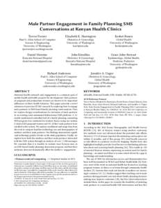 Male Partner Engagement in Family Planning SMS Conversations at Kenyan Health Clinics Trevor Perrier Elizabeth K. Harrington