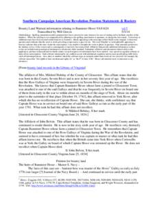 Southern Campaign American Revolution Pension Statements & Rosters Bounty Land Warrant information relating to Bannister Howe VAS1624 Transcribed by Will Graves vsl[removed]