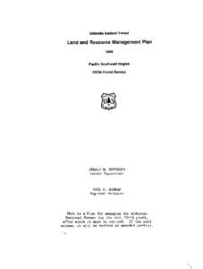 Eldorado National Forest  Land and Resource Management Plan 1989 Pacific Southwest Region USDA Forest Service