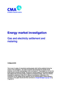 Gas and electricity settlement and metering