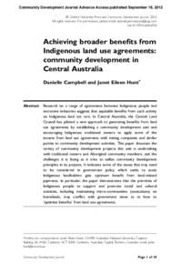 Community Development Journal Advance Access published September 19, 2012  & Oxford University Press and Community Development Journal[removed]All rights reserved. For permissions, please email: [removed]