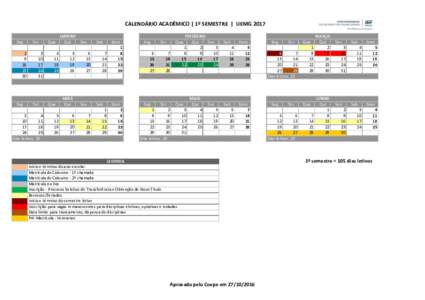 CALENDÁRIO ACADÊMICO | 1º SEMESTRE | UEMG 2017 Seg