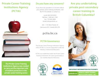 Private Career Training Institutions Agency (PCTIA)