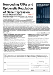 Non-coding RNAs and Epigenetic Regulation of Gene Expression Drivers of Natural Selection  le now!
