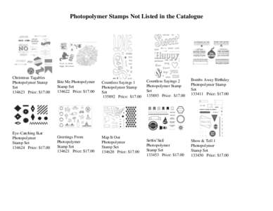 Photopolymer Stamps Not Listed in the Catalogue  Christmas Tagables Photopolymer Stamp SetPrice: $17.00