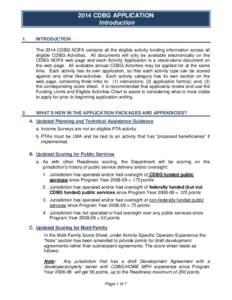 2014 CDBG APPLICATION Introduction 1. INTRODUCTION The 2014 CDBG NOFA contains all the eligible activity funding information across all