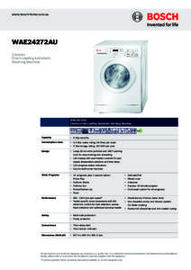 www.bosch-home.com.au  WAE24272AU Classixx Front Loading Automatic Washing Machine