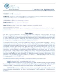 Commission Agenda Item MEETING DATE: October 21, 2013 SUBJECT: Ordinance 13-15; An Ordinance Related to the Amendment of the City’s Land Development Regulations; Amending Article 10, Definitions, Section 10.2, Sexually