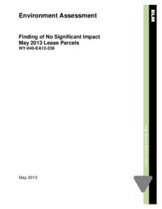 Environment Assessment Finding of No Significant Impact May 2013 Lease Parcels WY-040-EA12-238  High Desert District Office