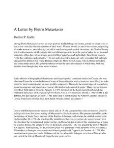 A Letter by Pietro Metastasio