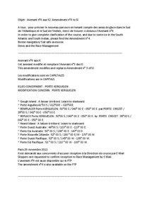 Objet : Avenant n°4 aux IC/ Amendment n°4 to SI A tous : pour préciser le nouveau parcours en tenant compte des amas de glace dans le Sud de l’Atlantique et le Sud de l’Indien, merci de trouver ci dessous l’Avenant n°4.