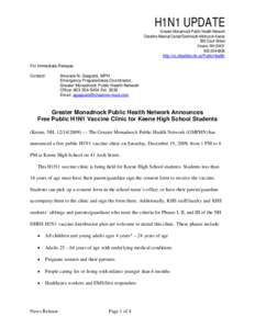 H1N1 UPDATE Greater Monadnock Public Health Network Cheshire Medical Center/Dartmouth-Hitchcock Keene 580 Court Street Keene, NH[removed]6836