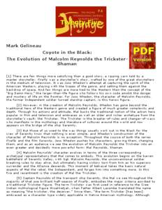 Mark Gelineau Coyote in the Black: The Evolution of Malcolm Reynolds the TricksterShaman