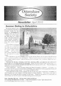 Ottershaw Society Newsleller April 2010 Summ er Outing  to Oxfordshire