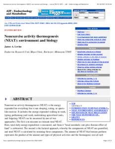 Nonexercise activity thermogenesis (NEAT): environment and biology -- Levine[removed]): E675 -- AJP - Endocrinology and Metabolism[removed]:58 AM QUICK SEARCH: [advanced]