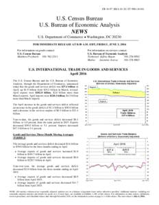 CB 16-97 | BEA 16-26 | FTU.S. Census Bureau U.S. Bureau of Economic Analysis NEWS