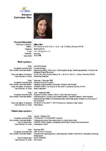 Europass Curriculum Vitae Personal information First name / Surname Address