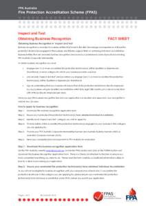 Inspect and Test Obtaining Business Recognition FACT SHEET  Obtaining Business Recognition in ‘Inspect and Test’