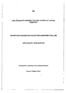 1990  THE LEGISLATIVE ASSEMBLY FOR THE AUSTRALIAN CAPITAL TERRITORY  SECOND-HAND DEALERS AND COLLECTORS (AMENDMENT) BILL 1990