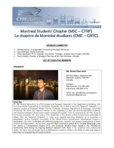 Montreal Students’ Chapter (MSC – CTRF) Le chapitre de Montréal étudiants (CME – GRTC) ADVISORY COMMITTEE[removed].