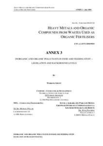 HEAVY METALS AND ORGANIC COMPOUNDS FROM WASTES USED AS ORGANIC FERTILISERS ANNEX 3 - July[removed]REF.NR.: TEND/AML[removed]