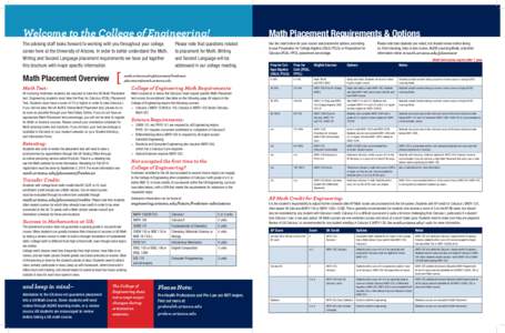 Welcome to the College of Engineering! The advising staff looks forward to working with you throughout your college career here at the University of Arizona. In order to better understand the Math, Writing and Second Lan