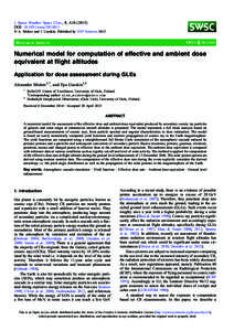 J. Space Weather Space Clim., 5, A10DOI: swsc  A. Mishev and I. Usoskin, Published by EDP Sciences 2015 OPEN