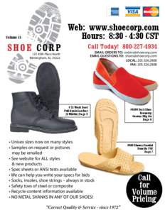 Web: www.shoecorp.com Hours: 8:30 - 4:30 CST