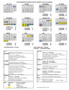 EAST IRONDEQUOIT CENTRAL SCHOOL DISTRICT[removed]CALENDAR JULY 2014 T W Th[removed]