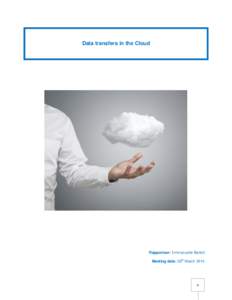 Cloud computing concept, close up of young businessman with cloud over his hand