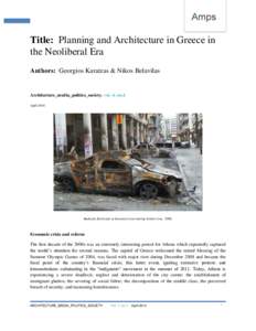 Urban planning / Structure / Economy / Economic ideologies / Economic systems / Greek architects / Thought / Athens / Tourism in Greece / Neoliberalism / Constantinos Apostolou Doxiadis / Socialism