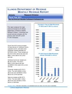 I LLINOIS D EPARTMENT OF R EVENUE M ONTHLY R EVENUE R EPORT January Fiscal Year[removed]Research Division