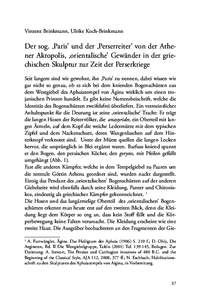 Vinzenz Brinkmann, Ulrike Koch-Brinkmann  Der sog. ‚Paris’ und der ‚Perserreiter’ von der Athener Akropolis, ‚orientalische’ Gewänder in der griechischen Skulptur zur Zeit der Perserkriege Seit langem sind w