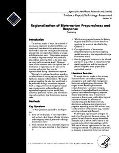 Regionalization of Bioterrorism Preparedness and Response: Summary