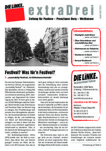 Zeitung für Pankow – Prenzlauer Berg – Weißensee  Juni/Juli 2014 extraDrei Schwerpunktthema