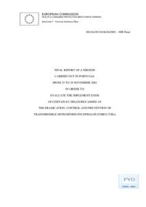 EUROPEAN COMMISSION HEALTH & CONSUMER PROTECTION DIRECTORATE-GENERAL Directorate F - Food and Veterinary Office DG(SANCO[removed] – MR Final