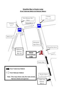 Simplified Map to Oiwake Lodge (From Todai-mae Station and Hakusan Station) Crossing Kyu-Hakusan Dori