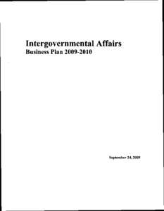 Intergovernmental Affairs Business Plan[removed]September 24,2009  Table of Contents