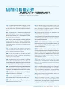 MONTHS IN REVIEW JANUARY–FEBRUARY Compiled by Lucy Jackson and Rebecca Gallegos[removed]The Federal Government releases its Mid-Year Economic