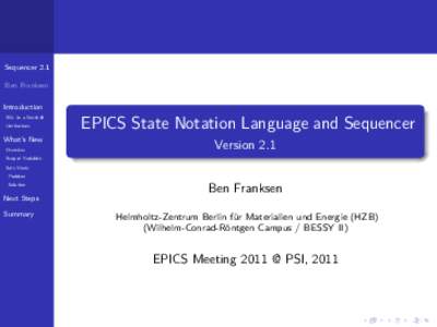 EPICS State Notation Language and Sequencer  - Version 2.1
