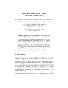 Using Real Relaxations During Program Specialization Fabio Fioravanti1 , Alberto Pettorossi2 , Maurizio Proietti3 , and Valerio Senni2,4 1  Dipartimento di Scienze, University ‘G. D’Annunzio’, Pescara, Italy